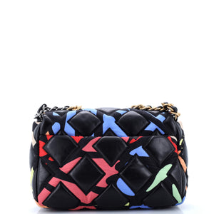 19 Flap Bag Quilted Lambskin and Printed Silk Medium
