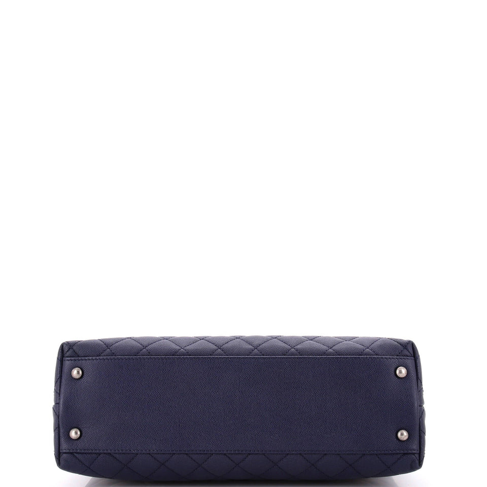 Coco Top Handle Bag Quilted Caviar with Lizard Medium