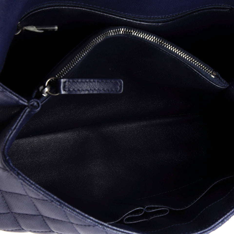 Coco Top Handle Bag Quilted Caviar with Lizard Medium