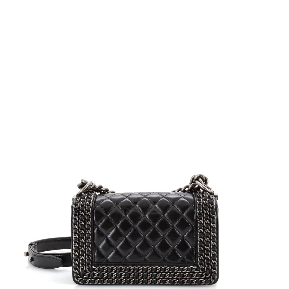 Chained Boy Flap Bag Quilted Glazed Calfskin Small