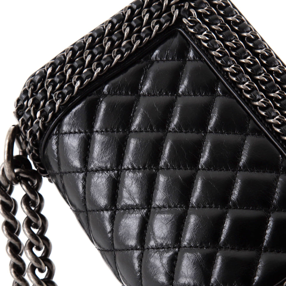 Chained Boy Flap Bag Quilted Glazed Calfskin Small