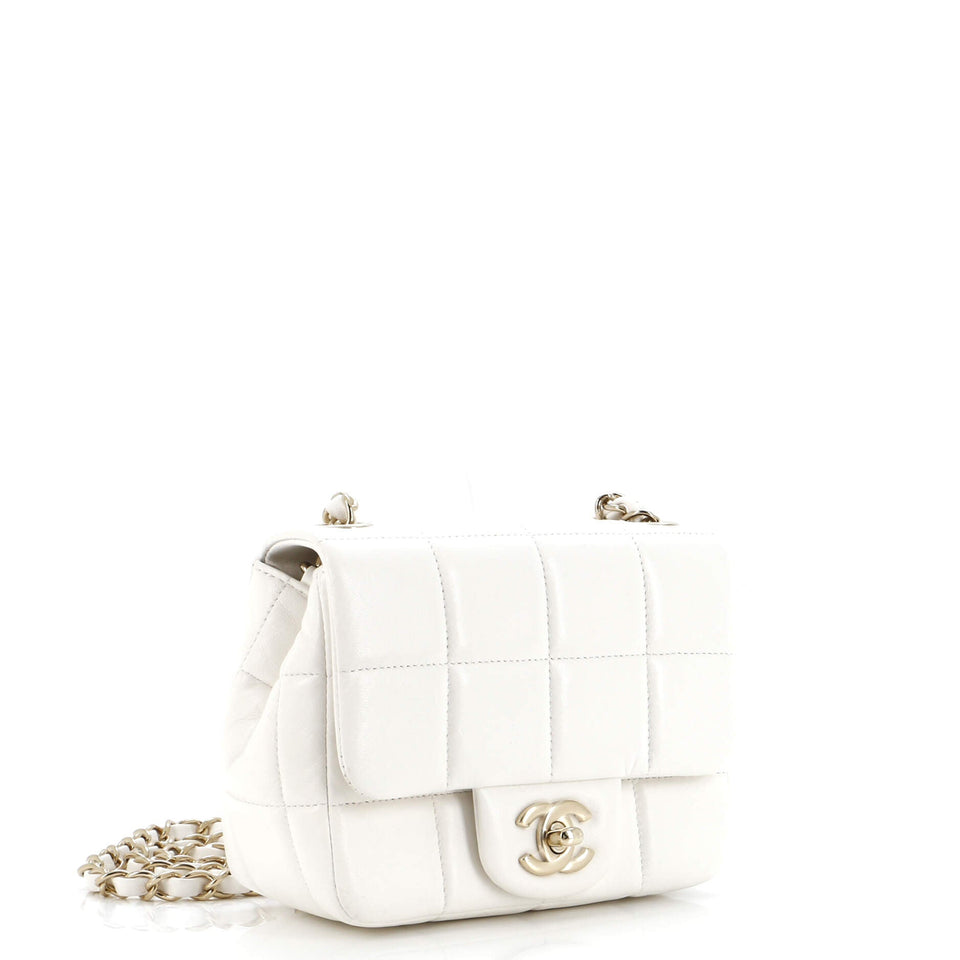 Monacoco Logo Blocks Square Flap Bag Quilted Lambskin with Resin Mini