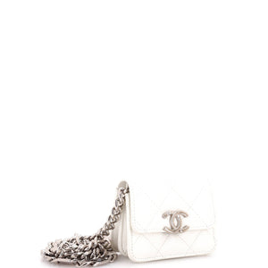 Coco Enamel Strap Flap Clutch with Chain Quilted Caviar Mini