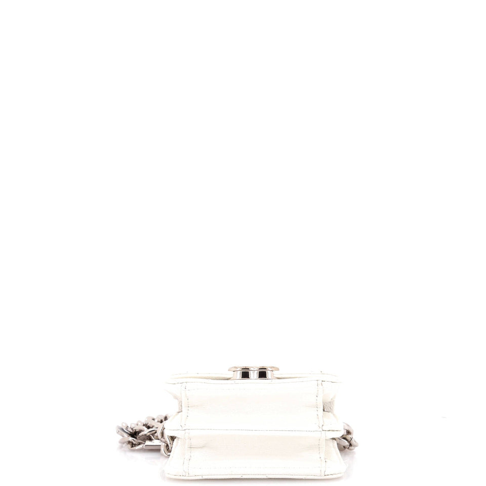 Coco Enamel Strap Flap Clutch with Chain Quilted Caviar Mini