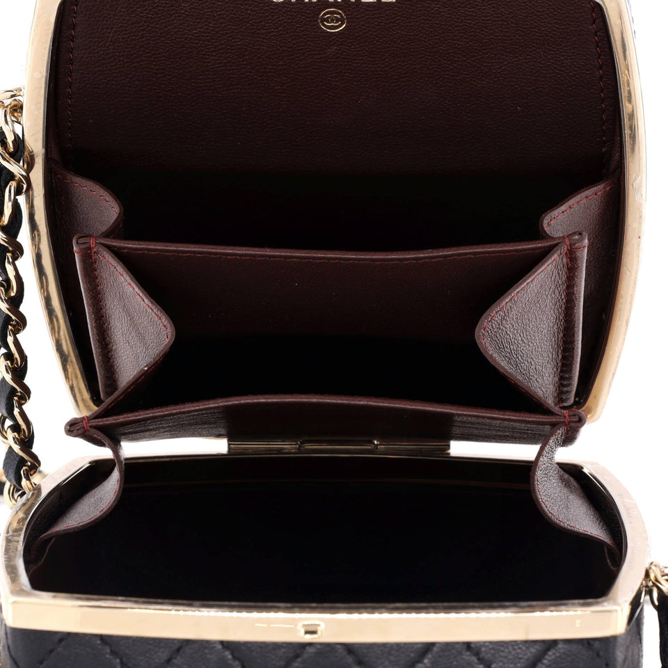 CC Make-Up Box Clutch with Chain Quilted Lambskin and Metal Small