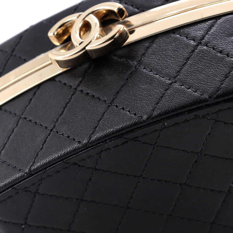 CC Make-Up Box Clutch with Chain Quilted Lambskin and Metal Small