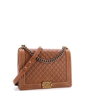 Boy Flap Bag Quilted Caviar Large