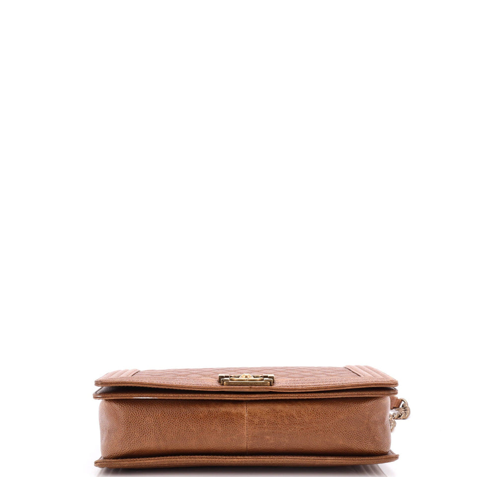 Boy Flap Bag Quilted Caviar Large
