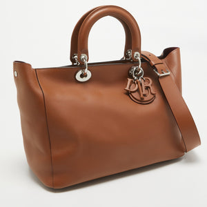 Dior Brown Leather Diorissimo Zip Shopper Tote..