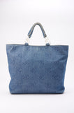 Chanel Blue Denim Tote Bag With CC Print