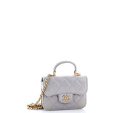 Top Handle Flap Coin Purse with Chain Quilted Lambskin