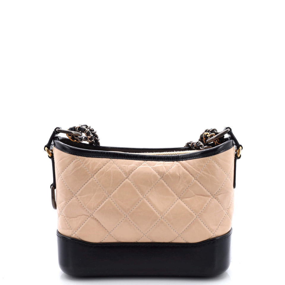 Bicolor Gabrielle Hobo Quilted Aged Calfskin Small