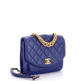 Chain Handle Flap Bag Quilted Calfskin with Caviar Small