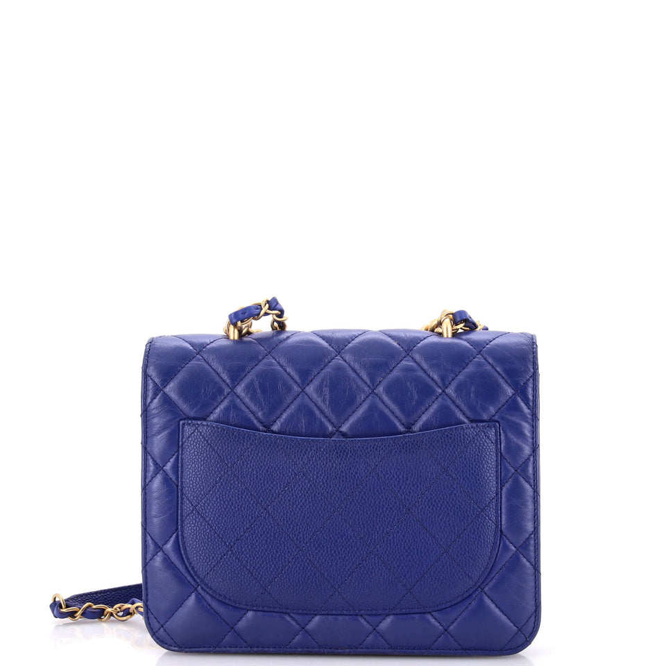 Chain Handle Flap Bag Quilted Calfskin with Caviar Small