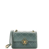 CC Diamond Lock Flap Bag Quilted Lambskin Mini