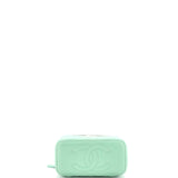 Pearl Detail Handle Vanity Case with Chain Quilted Lambskin Small