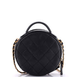 Round Vanity With Chain Quilted Caviar Small