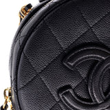 Round Vanity With Chain Quilted Caviar Small