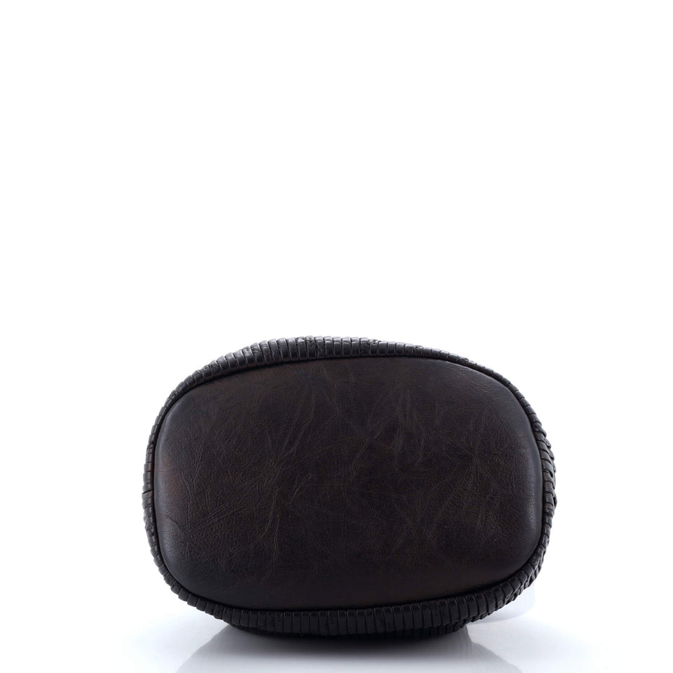 Coco Pleats Drawstring Bag Pleated Crumpled Calfskin Medium
