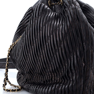 Coco Pleats Drawstring Bag Pleated Crumpled Calfskin Medium