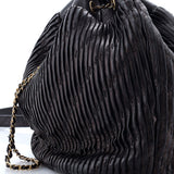Coco Pleats Drawstring Bag Pleated Crumpled Calfskin Medium