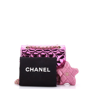 Classic Single Flap Bag with Star Coin Purse Quilted Metallic Leather Mini