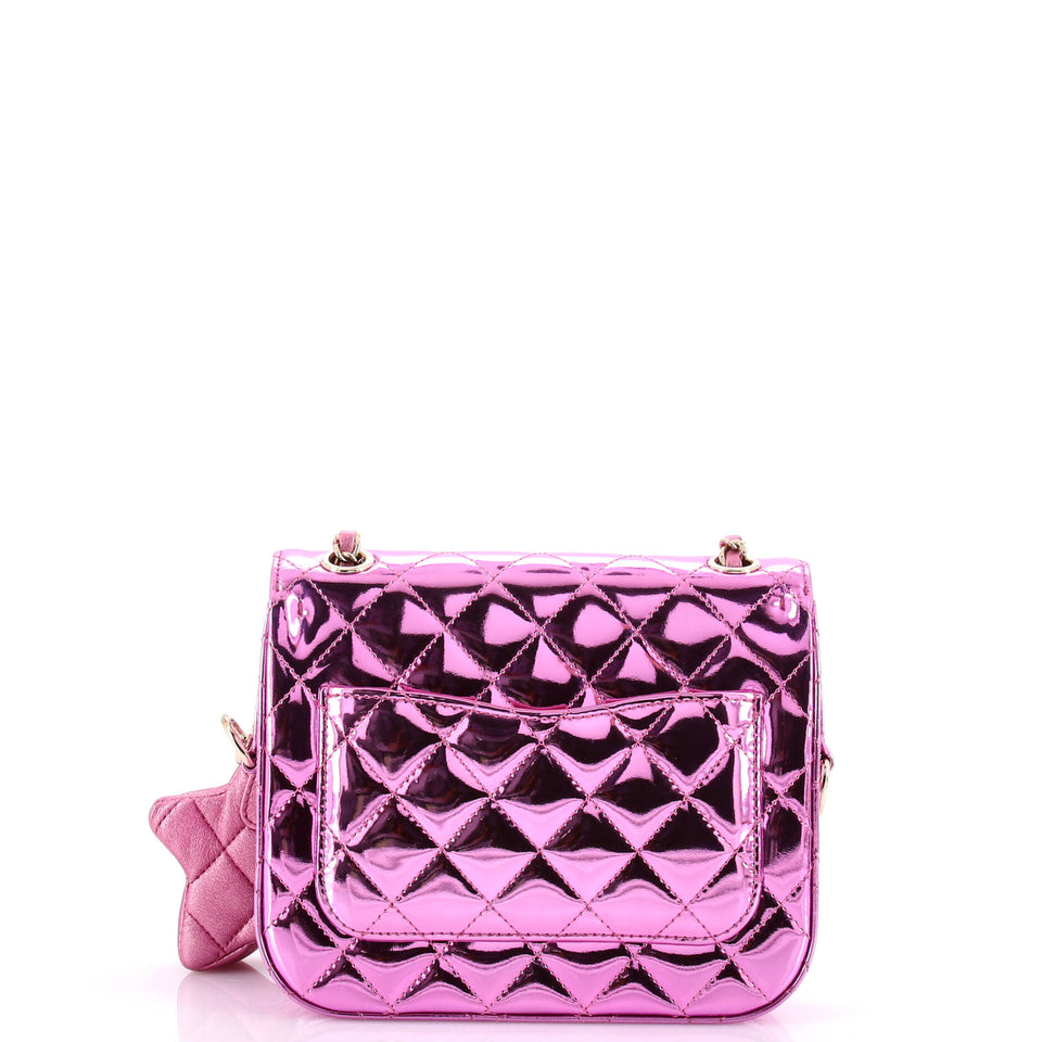 Classic Single Flap Bag with Star Coin Purse Quilted Metallic Leather Mini