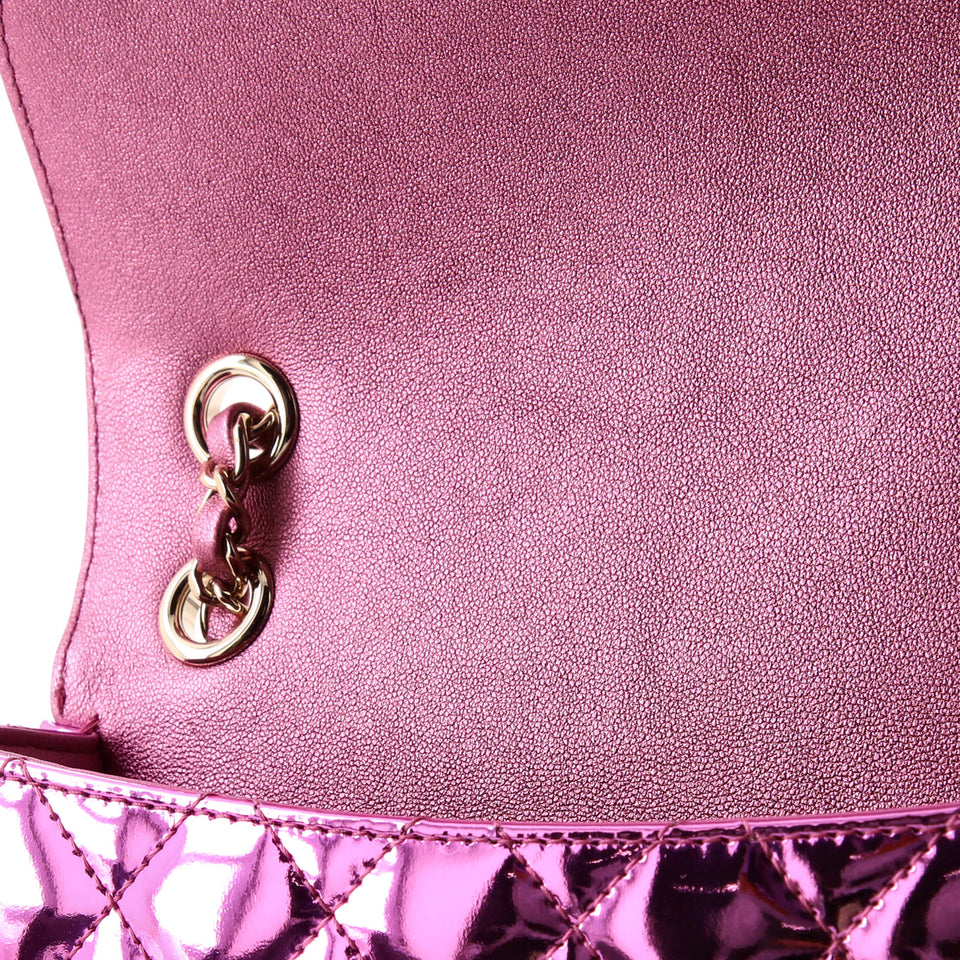 Classic Single Flap Bag with Star Coin Purse Quilted Metallic Leather Mini