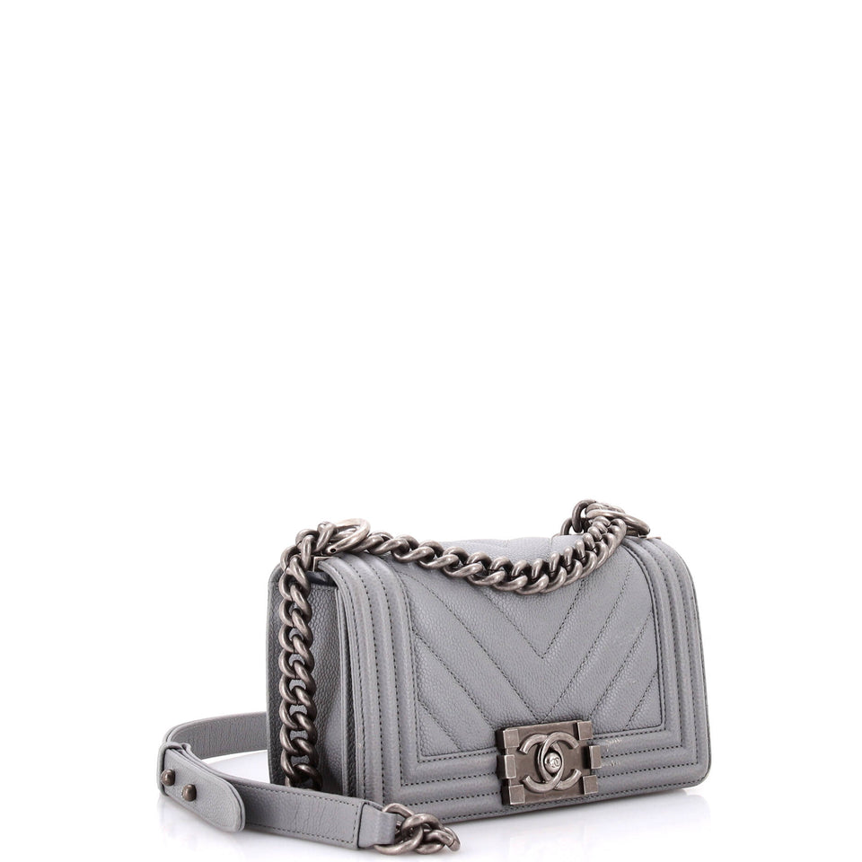 Boy Flap Bag Chevron Caviar Small