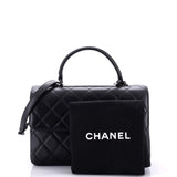 So Black Trendy CC Top Handle Bag Quilted Lambskin Small