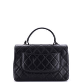 So Black Trendy CC Top Handle Bag Quilted Lambskin Small