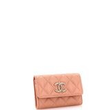 Textured CC Flap Card Case Quilted Caviar