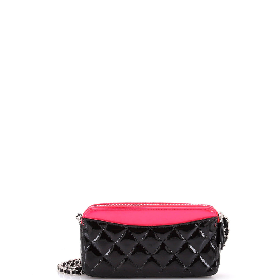 Double Zip Clutch with Chain Quilted Patent