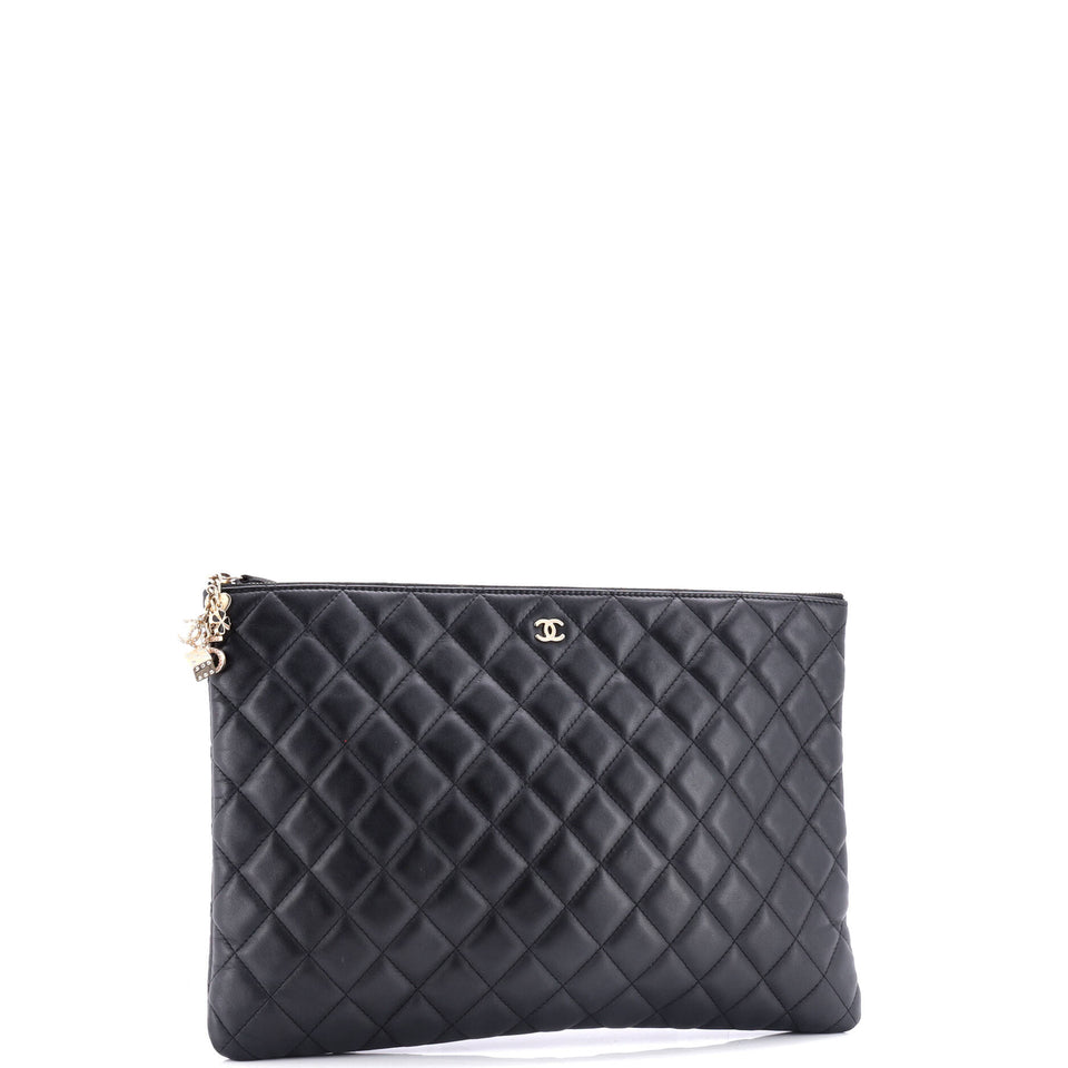 CC Casino O Case Clutch Quilted Lambskin Large
