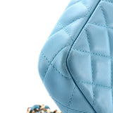 Double Zip Clutch with Chain Quilted Lambskin