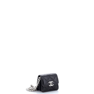 Coco Enamel Strap Flap Clutch with Chain Quilted Caviar Mini