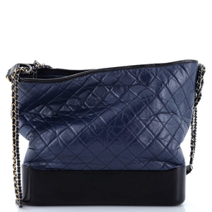 Bicolor Gabrielle Hobo Quilted Aged Calfskin Large