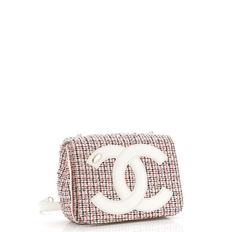 CC Mania Flap Bag Tweed with Lambskin Small