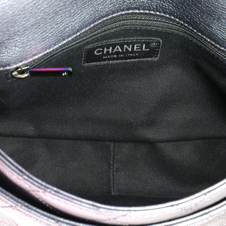 Double Carry Chain Waist Bag Quilted Iridescent Goatskin Small