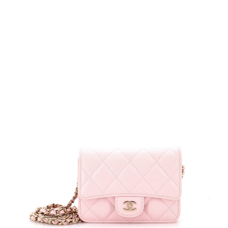 Classic Flap Clutch with Chain Quilted Caviar Small