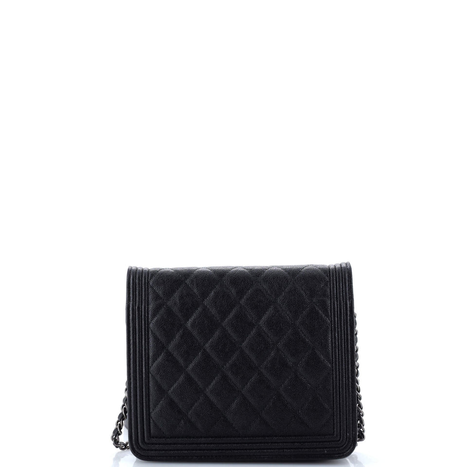 Boy Square Wallet on Chain Quilted Caviar
