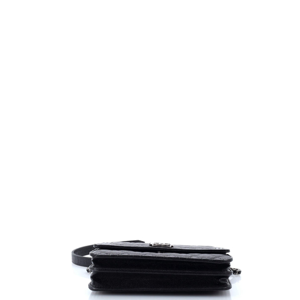 Boy Square Wallet on Chain Quilted Caviar