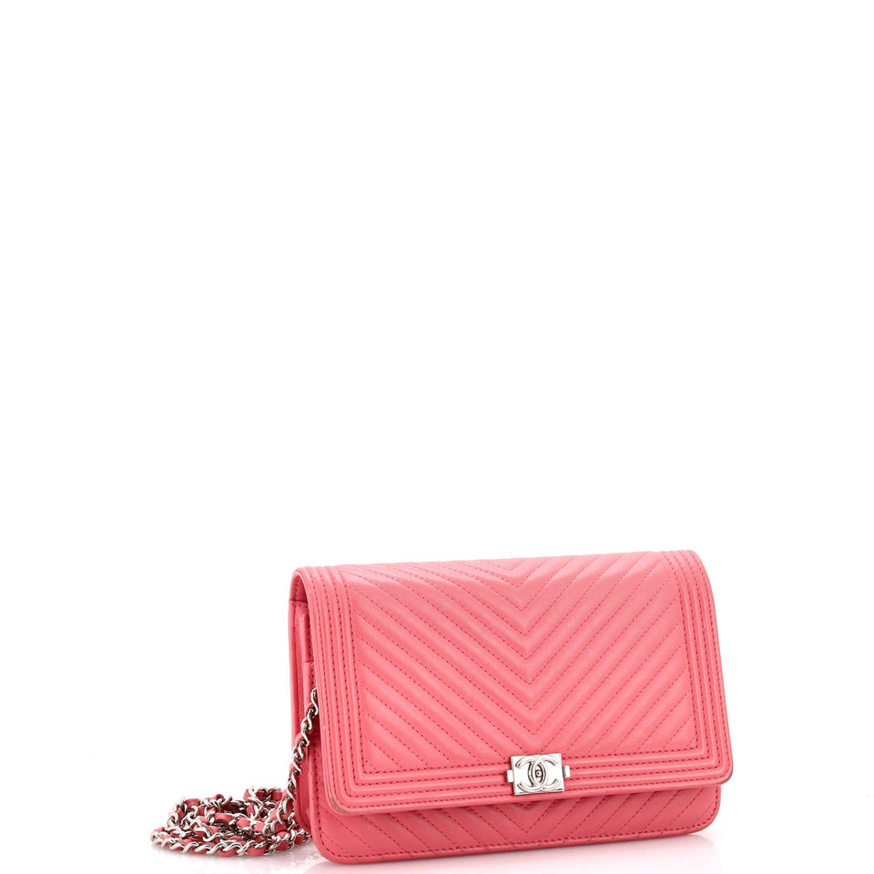 Boy Wallet on Chain Chevron Calfskin