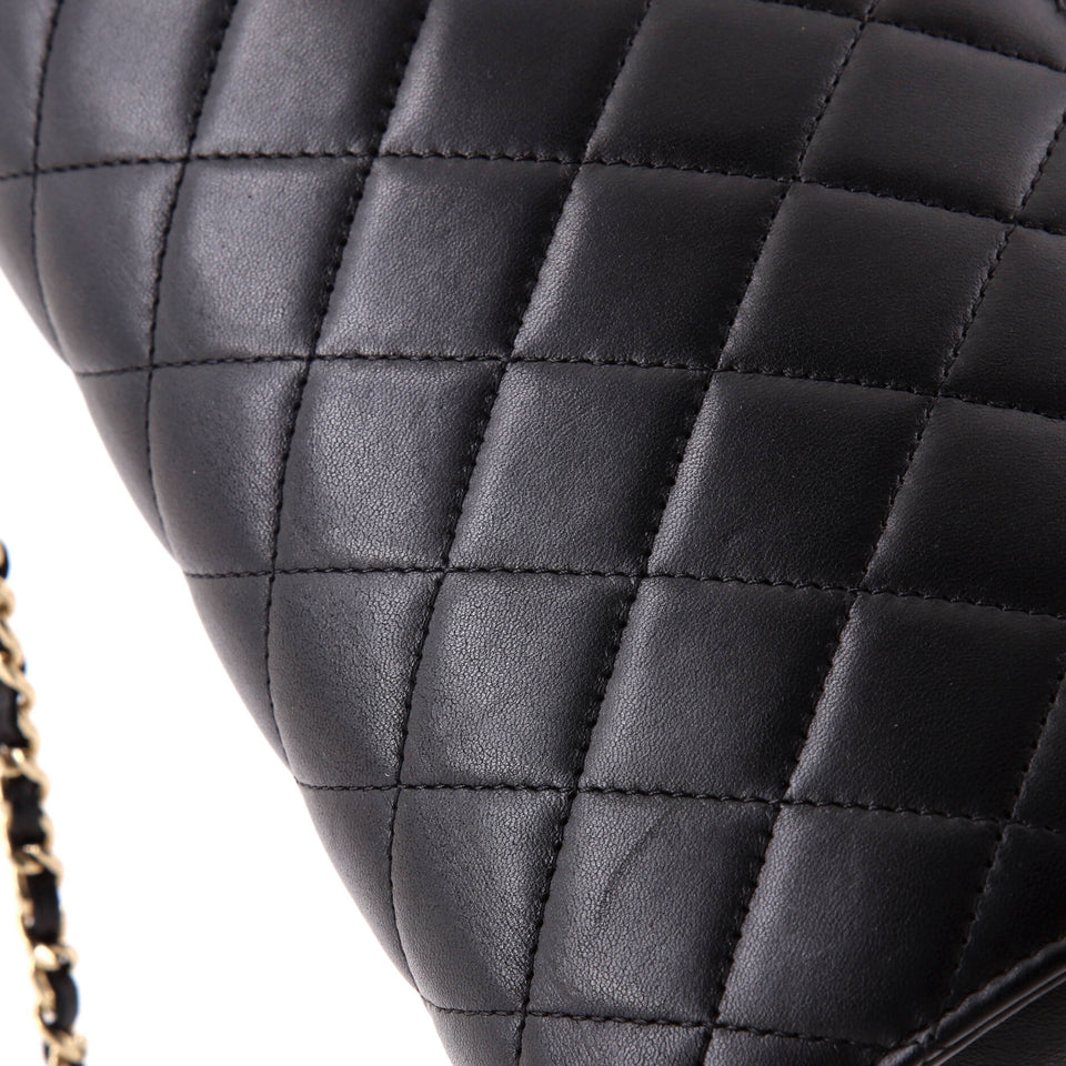 Pearl Strap Wallet on Chain Quilted Iridescent Lambskin