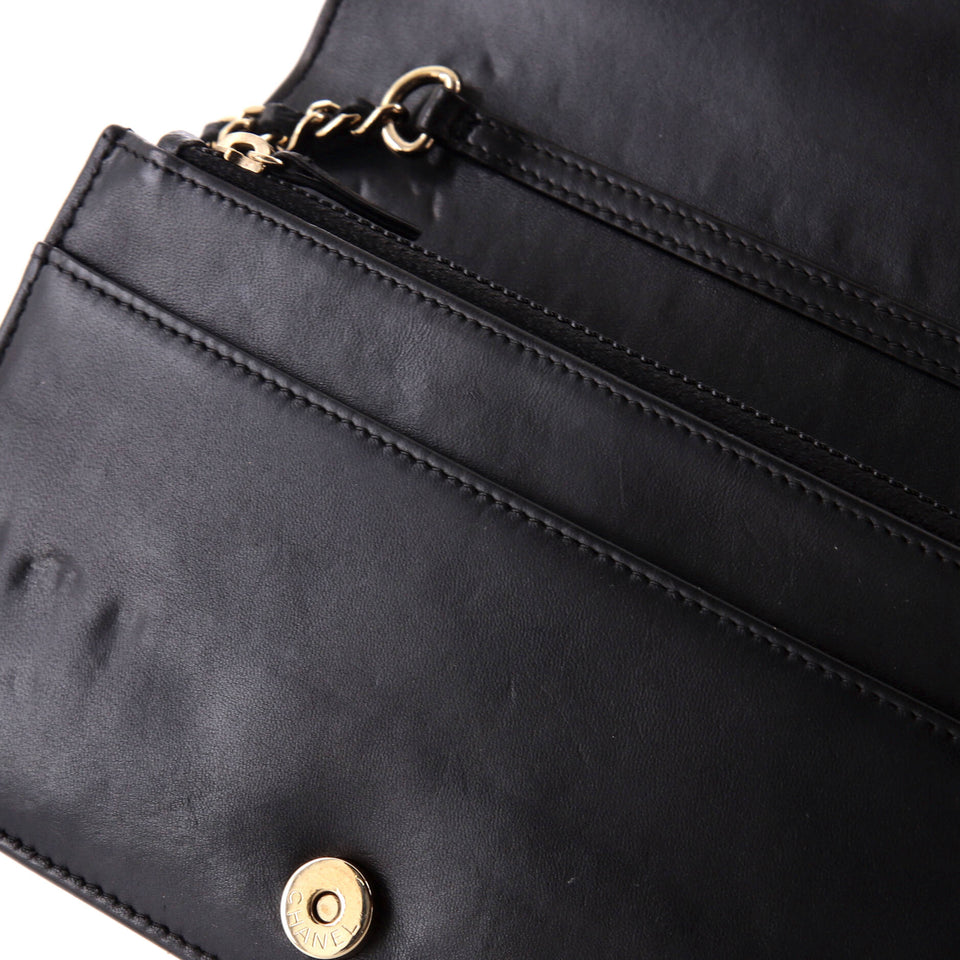 Pearl Strap Wallet on Chain Quilted Iridescent Lambskin