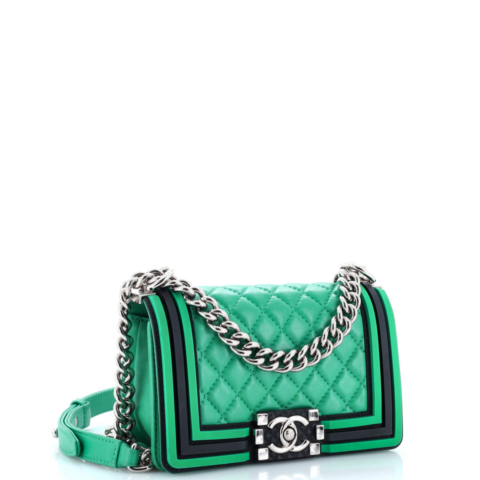 Boy Flap Bag Quilted Lambskin with Rubber Small