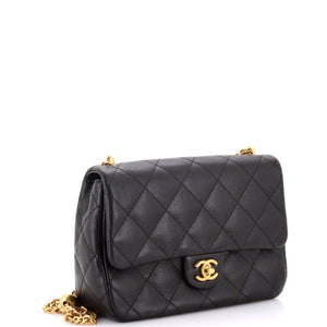 Sweet Heart Chain Flap Bag Quilted Caviar Medium