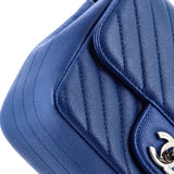 Square Classic Single Flap Bag Chevron Caviar Mini