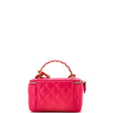 Caged Top Handle Vanity Case with Chain Quilted Lambskin Small