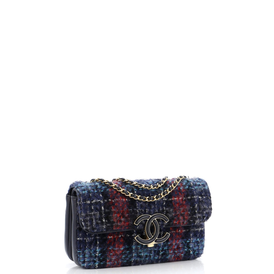 CC Chic Double Flap Bag Quilted Tweed Small